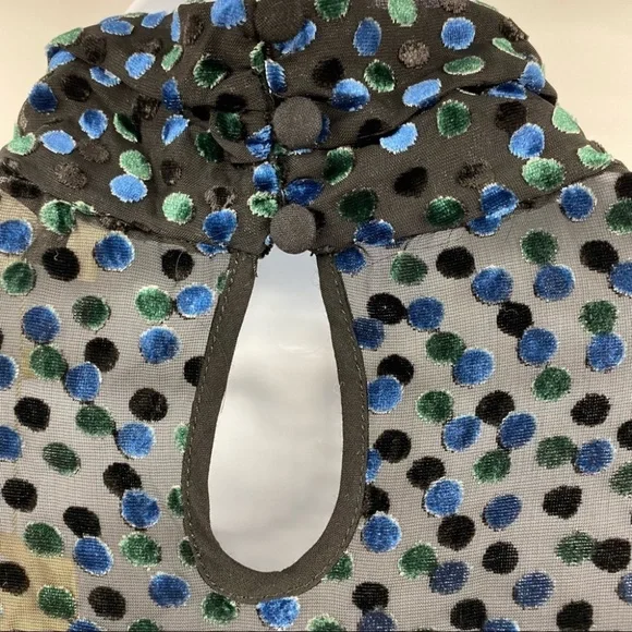 See U Soon | Black Velvet Dot Long Sleeve Dress with High Neck | Small New - Picture 7 of 10